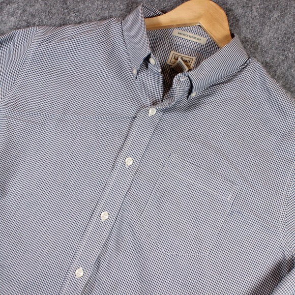 L.L. Bean Other - L.L.Bean Shirt Men L Blue Button Down Checkered Pocket Regular Fit Cotton #AB562